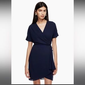 NWT BABATON ARITZIA Wallace Wrap Dress in Pure Indigo (Navy)